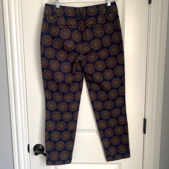 LOFT - Marisa Navy Blue Brocade Ankle Trouser - Picture 10 of 14